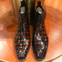 Goodyear Welted Dress Shoes Men's Classic Handcrafted Alligator Skin Chelsea Boots Hand Painted  Multicolor