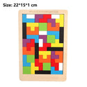 Colorful 3D Puzzle Wooden Tangram Math Toys Tetris Game Children Pre-school Magination Intellectual Educational Toy for Kids