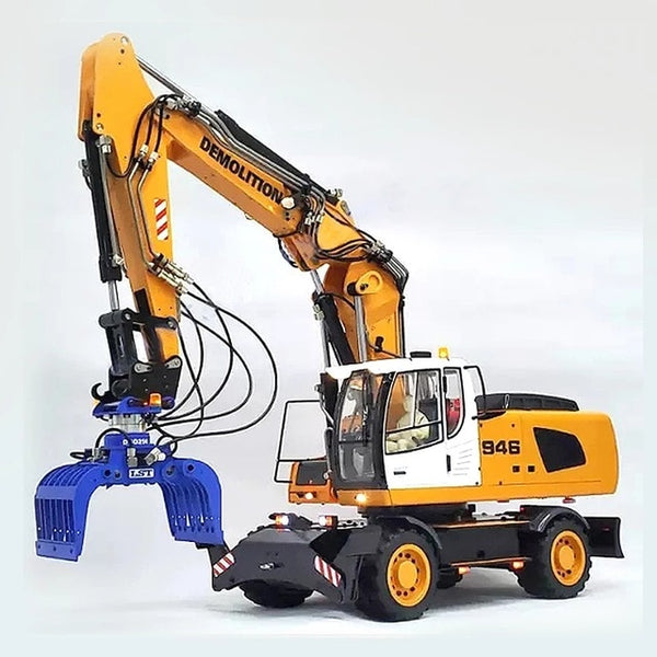 1/14 RC 946EW Remote Control Metal Hydraulic Wheel Excavator Model Construction Machinery  Adult Toy Birthday Gift
