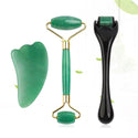 Facial Massage Roller Guasha Board Jade Roller with 0.3mm Derma Roller Set Face Lift Body Skin Relaxation Slimming Skincare Tool