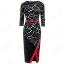 Women Formal Knee-Length Asymmetrical Neck Wear to Work Dresses Business Office Bodycon Elegant Pencil Dress EB290