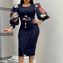 Women Bodycon Dresses plus size Club Outfits Elegant Office Ladies Work Dress Lantern Long Sleeve African Women's Dress 2021 New