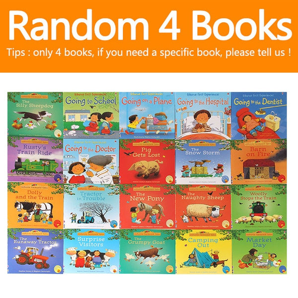 Random 4 books English Usborne books for Children kids Picture Books Baby famous Story Farmyard Tales Series Farm story Book