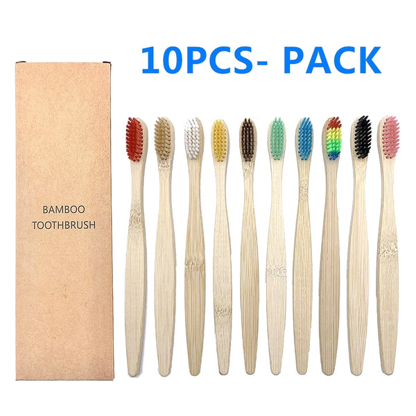 10PCS Colorful Natural Bamboo Toothbrush Set Soft Bristle Charcoal Teeth Whitening Bamboo Toothbrushes Soft Dental Oral Care