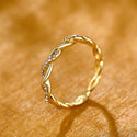 IPARAM Pattern Twisted Rope Hemp Flowers Ring  Gold Silver Color Micro Cubic Zirconia Tail Ring Fashion Women's Jewelry