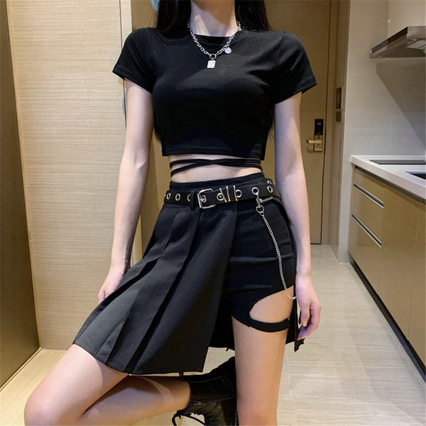 New Arrival Hot sale Short Punk Girl's Skirt Short Gothic Harajuku Summer Gray Plaid Skirts Shorts Women Pleated Skir