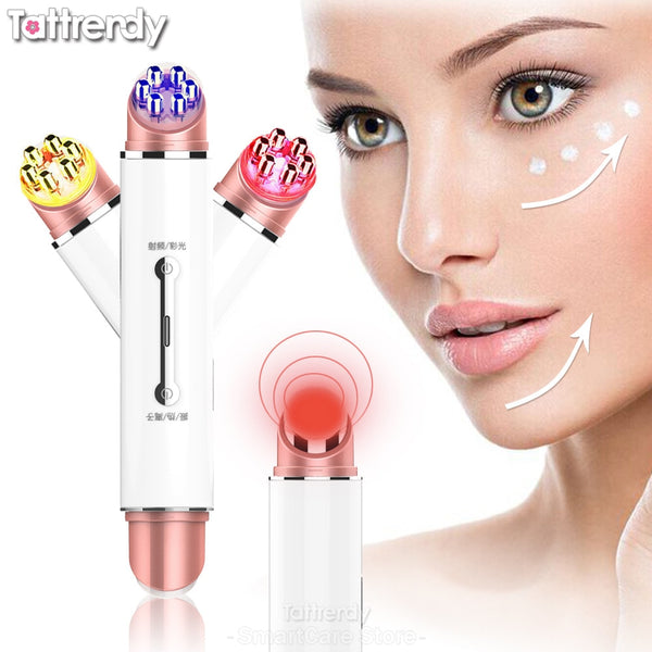 face lifting machine 3 color red led light therapy EMS radio frequency  wrinkle removal machine eye massager skin care device