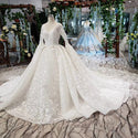 BGW HT42217 White Wedding Dresses With Wedding Sleeve Shawl V-neck Appliques Ball Gown Lace Wedding Gowns 2020 Suknia Slubna