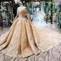 BGW HT42213 Champagne Wedding Dresses With Golden Lace Tassel Off The Shoulder Appliques Bridal Wedding Gowns Vestidos De Novia