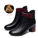 Women Ankle Boots Pumps Shoes Winter Autumn Ladies Plush Warm High Heels PU Leather Fashion Pointed Toe Zip Short Female Shoe