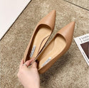 EOEODOIT 4CM Med Heel Shoes Women Elegance Stiletto Heels Pointed Toe Slip On Party Work Daily Pumps Shallow Mouth Leather Shoes