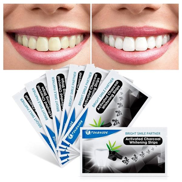 Charcoal Teeth Whitening Strips Tooth Dental Bleaching Kit Oral Hygiene Care Strips For False Teeth Veneers Dentist Tools
