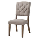 Chair Living Room Furniture Dining Bedroom Home Accent ACME Bernard Side Chair (Set-2) in Cream Linen & Weathered Oak