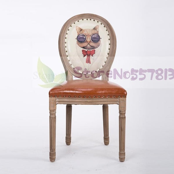 Solid wood home Nordic net red simple American retro dining chair restaurant cafe back stool makeup nail chair