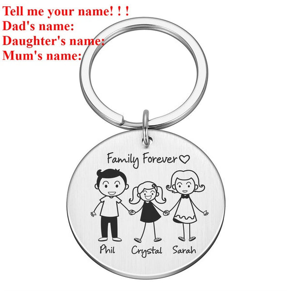 Personalized Family Gifts Keychain Custom Mom Dad Daughter Son Pet Key Chain Engraved Stainless Steel Mother Father Kids Keyring