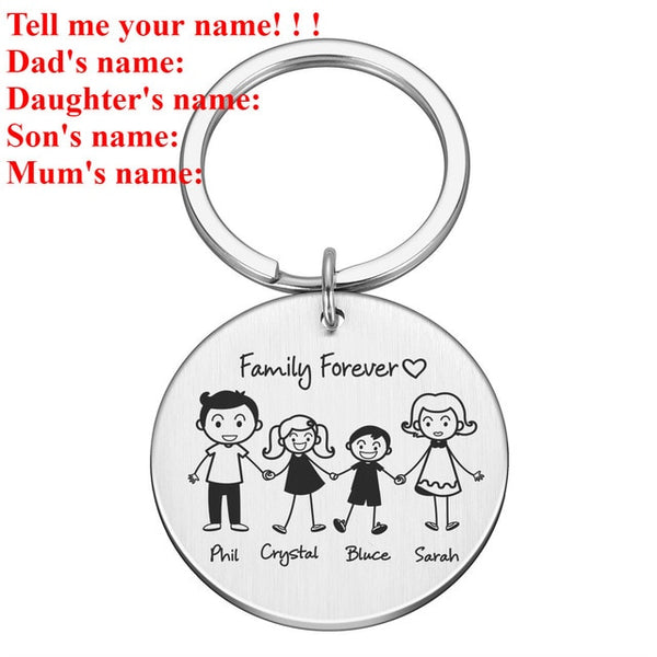 Personalized Family Gifts Keychain Custom Mom Dad Daughter Son Pet Key Chain Engraved Stainless Steel Mother Father Kids Keyring