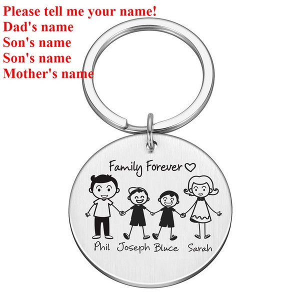 Personalized Family Gifts Keychain Custom Mom Dad Daughter Son Pet Key Chain Engraved Stainless Steel Mother Father Kids Keyring