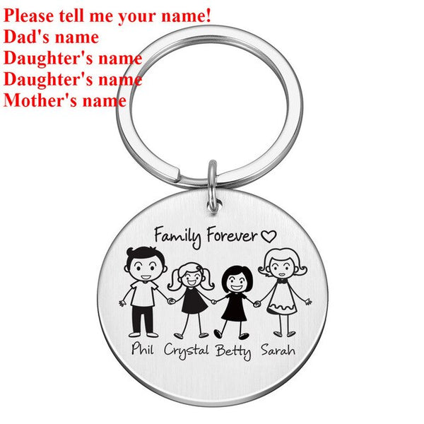 Personalized Family Gifts Keychain Custom Mom Dad Daughter Son Pet Key Chain Engraved Stainless Steel Mother Father Kids Keyring