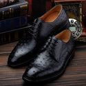 ourui Hot  real ostrich leather business dress men's leather shoes  handmade men formal shoes  ostrich skin shoes for male