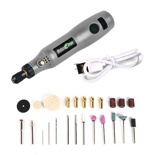 Mini Wireless Drill Electric Carving Pen Variable Speed USB Cordless Drill Rotary Tools Kit Engraver Pen for Grinding Polishing