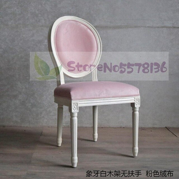 American Princess Style Study Chair Dining Chair Nail Shop Makeup Chair White Ivory White Pink Leather Cloth Chair Leisure Chair