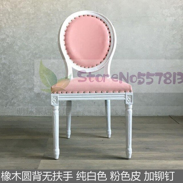 American Princess Style Study Chair Dining Chair Nail Shop Makeup Chair White Ivory White Pink Leather Cloth Chair Leisure Chair