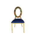 Chinafurniture modern custom banquet wedding hotel metal gold leg round back single blue velvet dining chair
