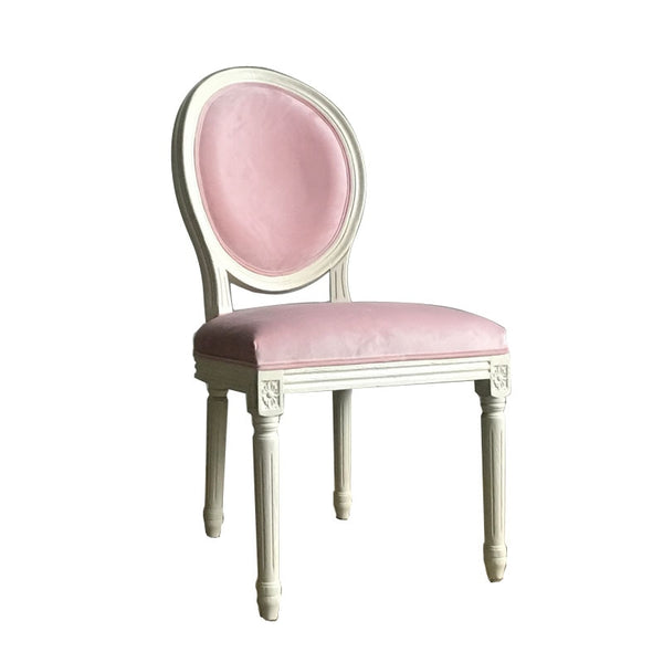 American Princess Style Study Chair Dining  Nail Shop Makeup  White Ivory  Pink Leather Cloth  Leisure