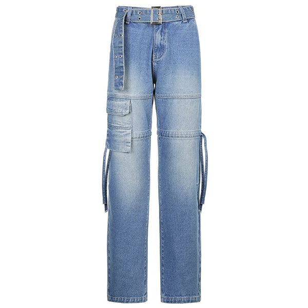 Streetwear Vintage y2k Baggy Jeans Women Harajuku Mid-Waisted Loose Denim Cargo Trousers Retro Aesthetic Mom Jean Cuteandpsycho