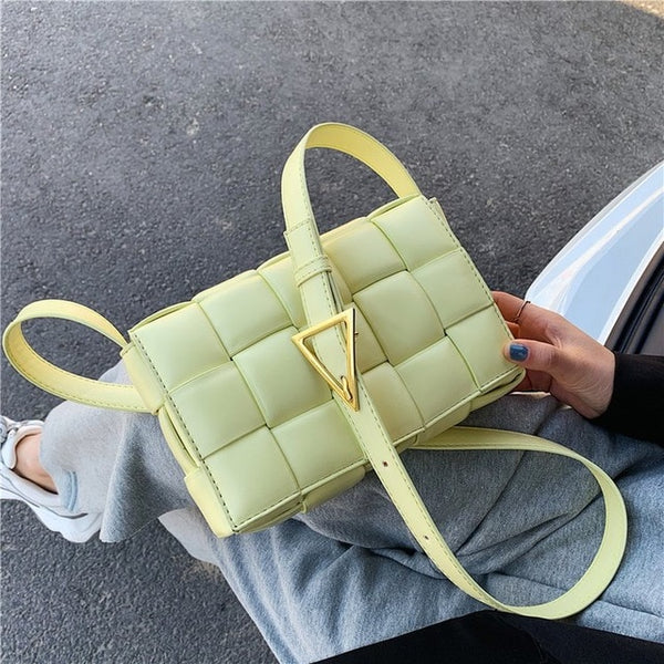 Fashion Weave Crossbody Bags for Women 2021 Quality PU Leather Thick Chain Shoulder Messenger Bags Female Handbag And Purse