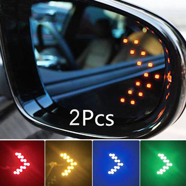 2pcs Car LED Rear View Mirror Arrow Panel Light Mirror Indicator Turn Signal Bulb Car LED Rearview Mirror Light Styling 5 Colors