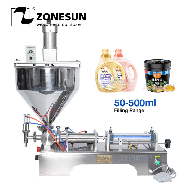 ZONESUN Paste Filling Machine Viscous Liquid Arequipe Equipment Food Beverage Mixing Filler Bottle Filling Packaging Machines