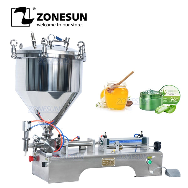 ZONESUN Pressurized Paste Filling Machine for Viscous Liquid Honey Sauce Cosmetic Gel Cream Food Beverage Machines equipment