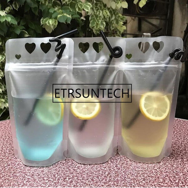 2000pcs/lot 450ml Transparent Self-sealed Plastic Beverage Bag DIY Drink Container Drinking Bag Fruit Juice Food Storage Bag