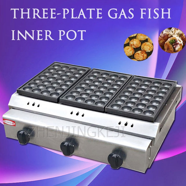 Three-plate Gas Fish Ball Stove Commercial Octopus Ball Machine Beverage Shop Chinese Food Shop Coffee Tea Restaurant Equipment
