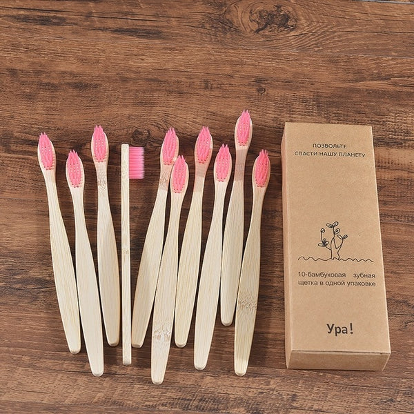 10PCS Colorful Toothbrush Natural Bamboo Tooth brush Set Soft Bristle Charcoal Teeth Eco Bamboo Toothbrushes Dental Oral Care