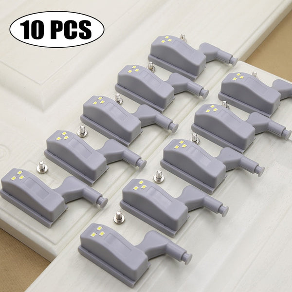 10pcs LED Inner Hinge Lamp Under Cabinet Light Universal Wardrobe Sensor Light Lamps Cupboard Closet Kitchen Bedroom Night Light