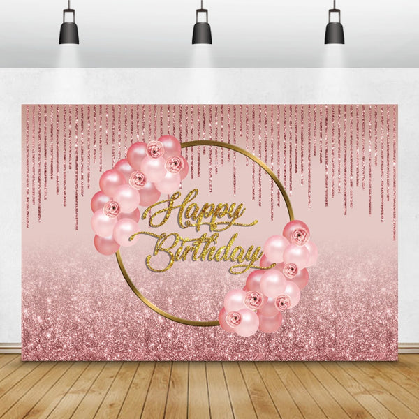 Photo Backdrop Pink Red Balloons Birthday Party Glitters Star Dot Pendant Stage Customized Poster Baby Portrait Photo Background