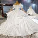 100% Real Work 2021 Dubai Princess Luxury Bridal Wedding Dress Off Shoulder Stunning Wedding Gowns Sequined Satin 3d Flowers