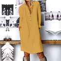 ZANZEA Fashion Autumn Lapel Neck Long Shirt Dress Women Long Sleeve Buttons Cotton Linen Sundress Casual Loose Work OL Vestido