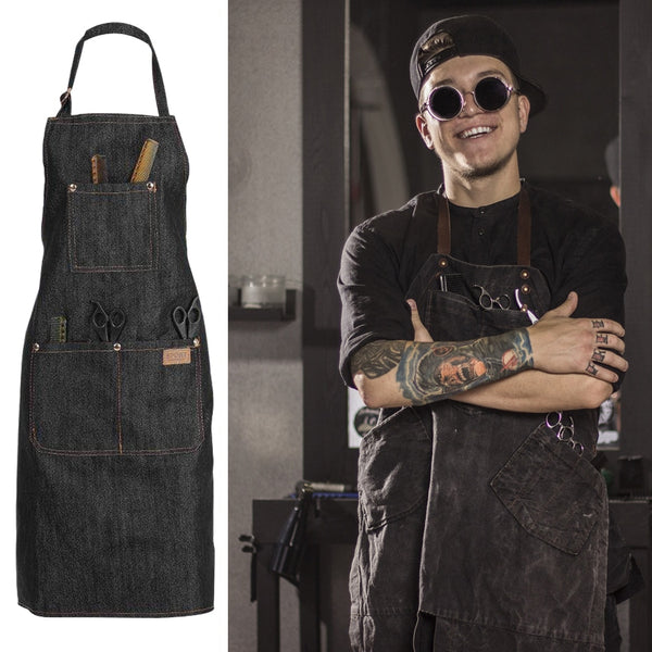 Unisex Hanging Neck Hotel Restaurant Cafe Barber Shop Bakery Waiter Denim Apron Hair Hairstyle Styling Tool Accessories
