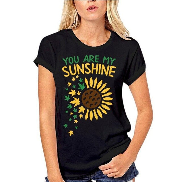 You Are My Sunshine Sunflower Weed Funny 420 Cbd Stoner Gift T-Shirt Cotton Short Sleeve Tee Shirt