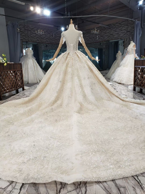 Luxury Wedding Dress Heavy Beading Champagne Dubai Wedding Dress 2020 Real Work Photo High Quality Wedding Dress