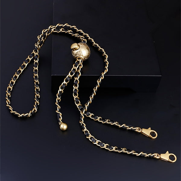HandBag Parts & Accessories Brand Bags  Cosmetic Bag Leather Copper Chain Women's Bag Strap Chains Golden Ball Adjustable
