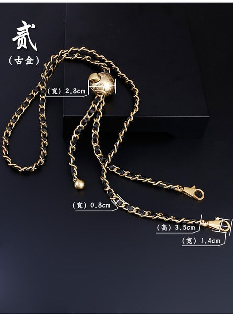 HandBag Parts & Accessories Brand Bags  Cosmetic Bag Leather Copper Chain Women's Bag Strap Chains Golden Ball Adjustable