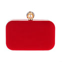 Women's Evening Clutch Bag Vintage Black Handbag Flannel Clutch Wedding Party Prom Accessories Bag Metal Chain Red Shoulder Bag