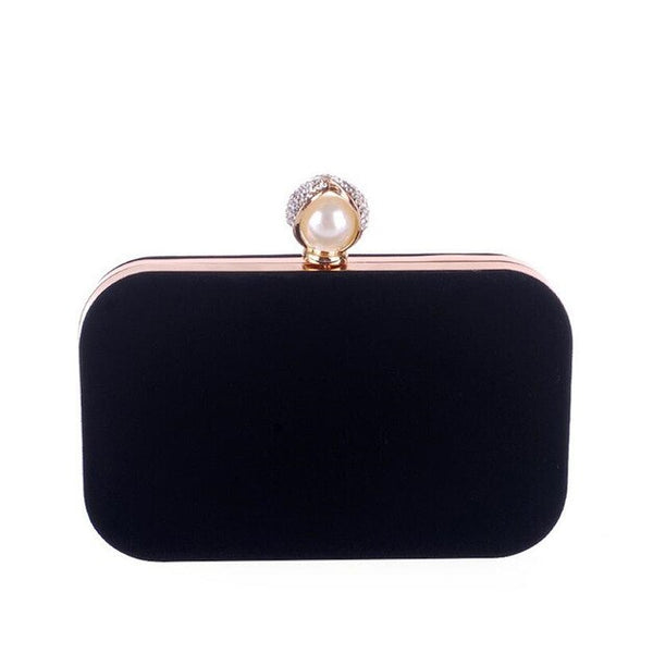 Women's Evening Clutch Bag Vintage Black Handbag Flannel Clutch Wedding Party Prom Accessories Bag Metal Chain Red Shoulder Bag