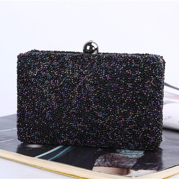 Clutch Bag 2020 Women's Black Evening Shiny Handbags Bride Wedding Banquet Bag Wedding Dress Accessories Shoulder Glitter Bag