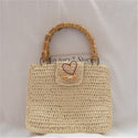 Handbag Fashion Simple Women's Straw Bag Bamboo Handle Woven Bamboo Handle Paper String Handbag