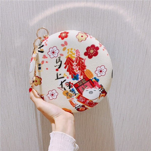 Women's Bag New Handbag Fashion Lucky Pig Festive Small round Bag Hanfu Women's Retro All-match